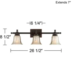 Possini Euro Design Varra Rustic Industrial Wall Light Bronze Hardwire 26 1/2" 3-Light Fixture Bell Mercury Glass Shade For Bedroom Bathroom Vanity -Interior furniture GUEST 1faf6f83 cb47 46b8 97a1 a8b92070520a