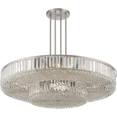 Stiffel Brushed Nickel Chandelier 40 1/4" Wide Modern 2-Tier Frame Clear Crystal 16-Light Fixture For Dining Room House Entryway 8 Stiffel Brushed Nickel Chandelier 40 1/4" Wide Modern 2-Tier Frame Clear Crystal 16-Light Fixture For Dining Room House Entryway - Image 6