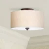 Regency Hill Sylvan Modern Ceiling Light Semi Flush Mount Fixture 14" Wide Bronze 3-Light Oatmeal Fabric Drum Shade For Bedroom Kitchen Living Room -Interior furniture GUEST 20a67e5c 0f6b 427c ac48 c96dec7ce982