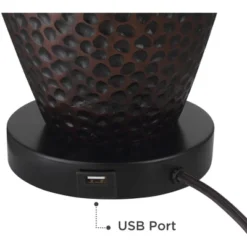 Franklin Iron Works Kaly Rustic Table Lamps With Square Risers 25" High Set Of 2 Oil Rubbed USB Charging Port Bronze Drum Shade For Living Room Desk -Interior furniture GUEST 2139cc4d fb9e 4e2f b6ef 2255e14abe93