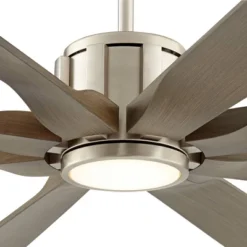 70" Possini Euro Design Modern Indoor Outdoor Ceiling Fan With Light LED Dimmable Remote Brushed Nickel Light Wood Damp Rated Patio Porch -Interior furniture GUEST 22054a34 c368 4bd0 86c1 0b4564ebe7c6