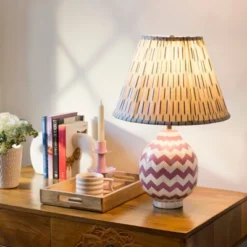 Mela Artisans Lavender Herringbone Table Lamp