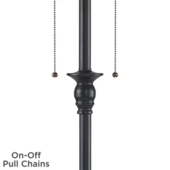 360 Lighting Dyna Traditional 58" Tall Standing Floor Lamp Base Skinny Pole Pull Chain Metal Black Finish Living Room Bedroom House Reading Office