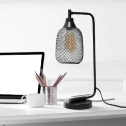 Industrial Mesh Desk Lamp Matte Black - Lalia Home -Interior furniture GUEST 23523e1c a4ca 452d 8909 9f415844ebd1