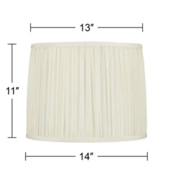 Springcrest Cascade 13" Top X 14" Bottom X 11" High X 11" Slant Lamp Shade Replacement Medium White Drum Round Modern Silk Pleated Washer Harp Finial -Interior furniture GUEST 23562c4d cca9 4035 8041 190ec715bd39