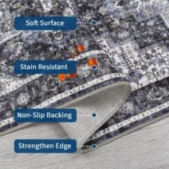 Machine Washable Area Rugs For Living Room Boho Vintage Soft Non-Slip Low Pile Distressed Carpet -Interior furniture GUEST 23f43d48 a04c 43c3 aa94 0aefdd0f1eba