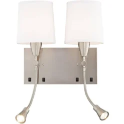 360 Lighting Aoife 17" High Brushed Nickel Double Wall Sconce With Reading Light