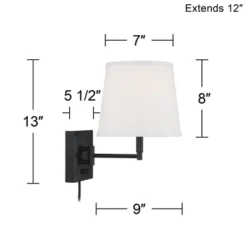360 Lighting Lanett Modern Swing Arm Wall Lamps Set Of 2 Black Plug-in Light Fixture With USB Charging Port White Lamp Shade For Bedroom Living Room -Interior furniture GUEST 240a843a 7d8b 4794 94dc f865279fb56c