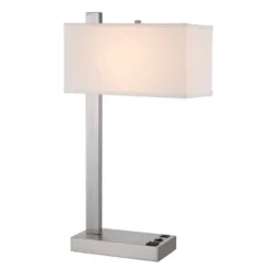 Contemporary Metal Desk Lamp Brushed Steel With USB Port - Cal Lighting -Interior furniture GUEST 24cdc6e2 c858 4388 a233 611a6976fea8