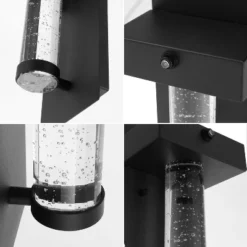 JONATHAN Y 5.5" 1-Light Horizone Minimalist Iron Seeded Glass With Dusk-to-Dawn Sensor Outdoor Sconce Black: ETL Listed, Integrated LED -Interior furniture GUEST 24e158e1 5ff0 4b27 8280 fdc216aef72b