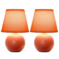 8.66" 2pk Petite Ceramic Orb Base Bedside Table Lamps With Matching Tapered Drum Shade Orange - Creekwood Home -Interior furniture GUEST 252b801a 9361 481f 82b3 f29d38c4730c