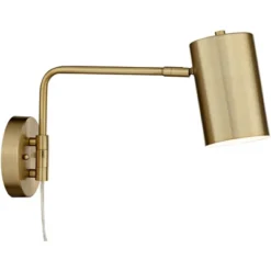 360 Lighting Carla Modern Swing Arm Wall Lamps Set Of 2 Brushed Brass Plug-in Light Fixture Up Down Cylinder Shade For Bedroom Bedside Living Room -Interior furniture GUEST 253e2a28 8219 4d13 b1a6 fc5549760bfd
