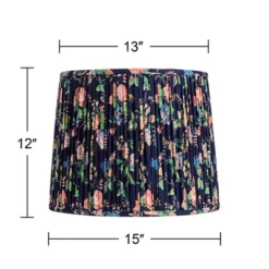 Springcrest Sally 13" Top X 15" Bottom X 12" High X 12" Slant Print Lamp Shade Replacement Medium Navy Blue Pleated Rose Floral Spider Harp Finial -Interior furniture GUEST 25c4b317 a3a1 4769 9077 3950994c831c