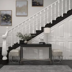 Glass Table Lamp With Drum Shade Silver - Olivia & May -Interior furniture GUEST 2623edff b4e8 4e9c 8260 2225668ceca8