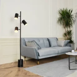 63" 3-Light Pratt Floor Lamp With Large Faux Marble Weighted Base Matte Black - Globe Electric -Interior furniture GUEST 2723a337 2ee5 4750 8369 e6767f1eb398