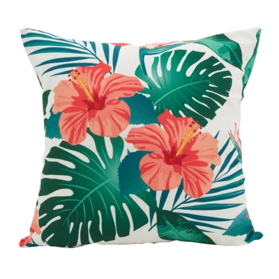 18"x18" Island Bloom Statement Poly Filled Throw Pillow - Saro Lifestyle 4 18"x18" Island Bloom Statement Poly Filled Throw Pillow - Saro Lifestyle - Image 2