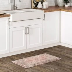 Nuloom Floral Vintage Kitchen Or Laundry Comfort Indoor Mat, 20" X 36", Rust