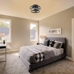 C Cattleya 12 In. Black Low Profile Color Changing LED Flush Mount With Remote And APP Smart Control Indoor Ceiling Fan With Dimmable Lighting -Interior furniture GUEST 27bbece8 9ee1 464f 9a74 41f2cfb2efd3