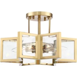 Possini Euro Design Casa Star Modern Ceiling Light Semi Flush Mount Fixture 16" Wide Warm Brass 6-Light Clear Glass For Bedroom Kitchen Living Room -Interior furniture GUEST 281e3c51 0dfc 428b bd45 c1cd5c0bcf24