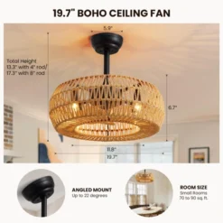 Ludomide 20" Farmhouse Caged Ceiling Fan With Lights And Remote, Low Profile Bladeless Boho Fandelier For Kitchen, Bedroom, Dining Room -Interior furniture GUEST 284c4c27 25d8 4777 a98c dea68393644a