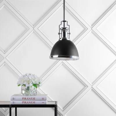 10" Adjustable Iron And Glass Homer Vintage Classic LED Pendant Chrome And Brass - Jonathan Y 4 10" Adjustable Iron And Glass Homer Vintage Classic LED Pendant Chrome And Brass - Jonathan Y - Image 2