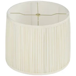 Springcrest Cascade 13" Top X 14" Bottom X 11" High X 11" Slant Lamp Shade Replacement Medium White Drum Round Modern Silk Pleated Washer Harp Finial -Interior furniture GUEST 291a8595 0931 4854 923f 394810534957
