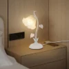 YIYIBYUS Flower Shape Table Lamp With White Acrylic Lampshade, Modern Bedside Lamp
