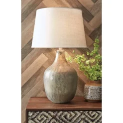 Mari Glass Table Lamp Gray/Gold - Signature Design By Ashley