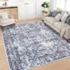 Coucheta Vintage Distressed Runner Rug Machine Washable Non-Slip Low Pile Floral Printed Hallway Kitchen Laundry Rug,Multiple Sizes And Colors