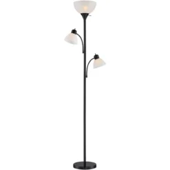 360 Lighting Bingham Modern Torchiere Floor Lamp With Side Lights 71 1/2" Tall Black Metal White Shade For Living Room Reading Bedroom Office House -Interior furniture GUEST 2b09ab67 c055 4621 8bea 6a6bd8307ce5