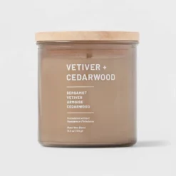 Glass Jar Vetiver And Cedarwood Candle Brown - Threshold™ -Interior furniture GUEST 2be66217 9673 4f71 89d7 981533e54650