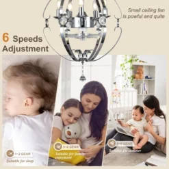 Bella Depot 20" Silver Metal Caged Ceiling Fan With Light And Remote Control -Interior furniture GUEST 2d58b999 d420 4d6e ac58 c902c17ced1f