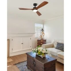 Aoibox 52 Inch Wood Ceiling Fan With Lights And Remote, 6 Speed Reversible DC Motor, 3CCT, For Indoor Outdoor Farmhouse Patios, Walnut -Interior furniture GUEST 2d5ab3e4 ee6c 44a1 b996 a4d220026df1