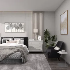 Glass Table Lamp With Drum Shade Silver - Olivia & May -Interior furniture GUEST 2e4dc6a2 0a7a 445d a305 7bc5d8db1fc9