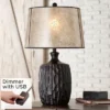 Franklin Iron Works Kelly Rustic Farmhouse Table Lamp 25 1/2" High Brown With USB Cord Dimmer Mica Drum Shade For Bedroom Living Room Office Home Desk -Interior furniture GUEST 2e6fb4e0 34fa 4620 adb9 4569b67e5d53