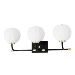 DORESshop 3-Light Vanity Light Fixture Mounting Kit Black & Gold Finish Square Wall Plate, Curved Metal Arm Modern Bathroom Light Hardware Replacement -Interior furniture GUEST 2ee75506 01c2 46e3 b057 e071d5273d0c