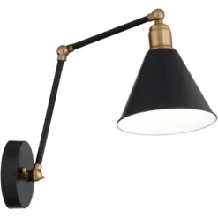 360 Lighting Wray Modern Industrial Wall Lamp Black Brass Hardwire 6" Light Fixture Adjustable Cone Shade For Bedroom Bathroom Reading Living Room -Interior furniture GUEST 2f0607ba 72ba 4901 9d2a 025a2c0d1855