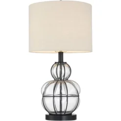 360 Lighting Eric Rustic Table Lamps Set Of 2 24" High Dark Bronze Blown Glass Gourd Burlap Fabric Drum Shade For Bedroom Living Room Bedside Office -Interior furniture GUEST 3127fdfd ae47 4f56 8f93 2c4bc976389e