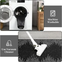 Acekool 8x10 Washable Area Rug, Black And White Striped Non Slip Low Pile Carpet, Modern Distressed Diamond Pattern For Living Room Bedroom Nursery -Interior furniture GUEST 32450a70 d0c4 4ba2 89a4 bb9c9d036d56