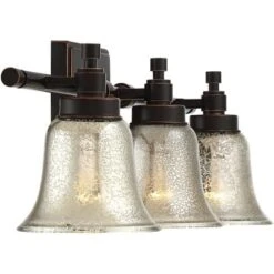 Possini Euro Design Varra Rustic Industrial Wall Light Bronze Hardwire 26 1/2" 3-Light Fixture Bell Mercury Glass Shade For Bedroom Bathroom Vanity -Interior furniture GUEST 336ac4e5 8337 4710 9e51 5d2babdb8fb2