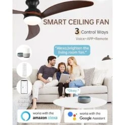 Sofucor 52" Smart Ceiling Fan, Indoor/Outdoor Ceiling Fans With Lights And Remote, Compatible With Alexa/Google/App