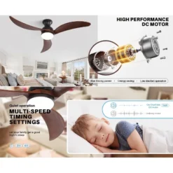 Sofucor 52" Smart Ceiling Fan, Indoor/Outdoor Ceiling Fans With Lights And Remote, Compatible With Alexa/Google/App -Interior furniture GUEST 3465c9bb eddd 4157 8566 480f65f09e4a