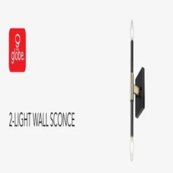 Globe Electric 2-Light Matte Black Wall Sconce With Antique Brass Accent: ETL Listed, Iron Body, No Shade -Interior furniture GUEST 36322ffa 001b 45a2 b700 96b41968fb5b