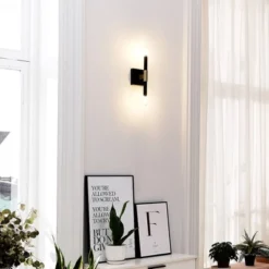 Globe Electric 2-Light Matte Black Wall Sconce With Antique Brass Accent: ETL Listed, Iron Body, No Shade -Interior furniture GUEST 36cb1816 28ec 4909 816d a55efaea54a5