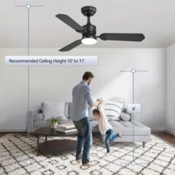 Airsurfer 42 Inch Black Wood Ceiling Fan, Quiet DC Motor Indoor Outdoor Ceiling Fans With Lights Remote Control -Interior furniture GUEST 370e9c0e fb24 4d73 9497 3cc9f48c4345