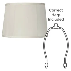 Springcrest Medium Round Softback Off-White Tapered Drum Lamp Shade 12" Top X 14" Bottom X 10" High (Spider) Replacement With Harp And Finial -Interior furniture GUEST 38dcfad0 fe1a 40ae 8962 0a58e68c96e2