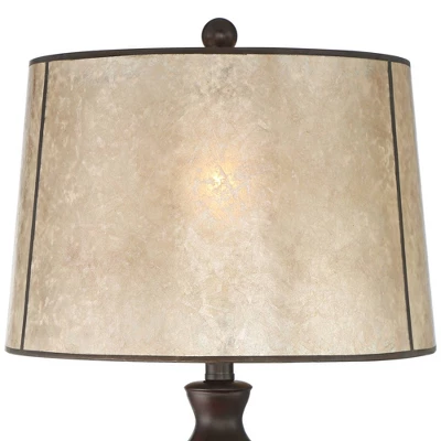 Franklin Iron Works Kelly Rustic Farmhouse Table Lamp 25 1/2" High Brown With USB Cord Dimmer Mica Drum Shade For Bedroom Living Room Office Home Desk 4 Franklin Iron Works Kelly Rustic Farmhouse Table Lamp 25 1/2" High Brown With USB Cord Dimmer Mica Drum Shade For Bedroom Living Room Office Home Desk - Image 2