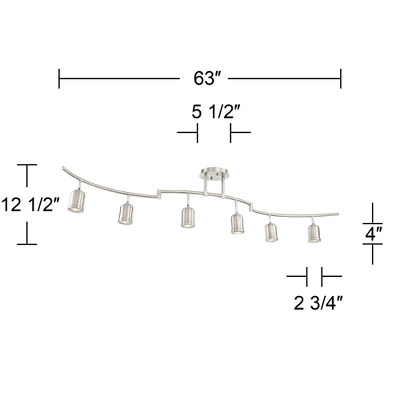 Pro Track Rhodes 6-Head LED Ceiling Track Light Fixture Kit Spot Light GU10 Silver Brushed Nickel Finish Metal Modern Kitchen Bathroom Dining 63" Wide 8 Pro Track Rhodes 6-Head LED Ceiling Track Light Fixture Kit Spot Light GU10 Silver Brushed Nickel Finish Metal Modern Kitchen Bathroom Dining 63" Wide - Image 6