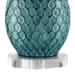 360 Lighting Kate Modern Coastal Table Lamp With Round Riser 25 3/4" High Blue Ceramic Oatmeal Fabric Drum Shade For Bedroom Living Room Bedside Kids -Interior furniture GUEST 3ab02e99 f38e 42ca ae01 fa1f325eeef7