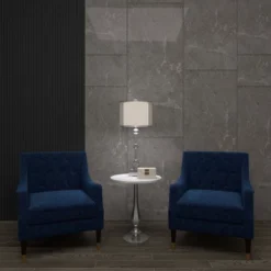 Glass Table Lamp With Drum Shade Silver - Olivia & May -Interior furniture GUEST 3b86d243 1208 4849 8a95 ba19d5888157